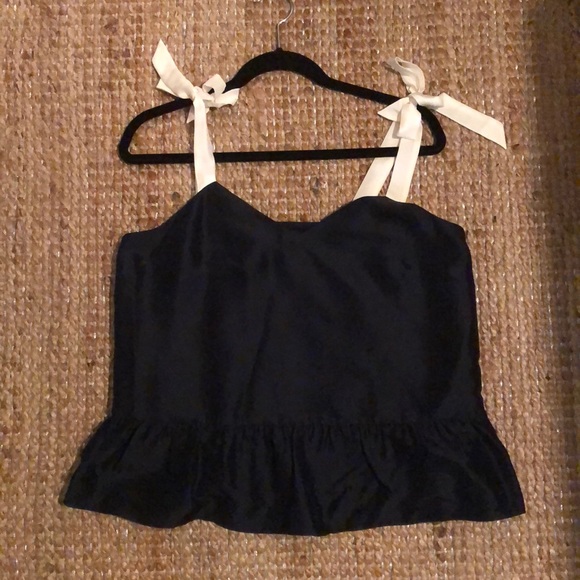 J. Crew Tops - J Crew Silk Tie Ruffle Top. Size 10 NWT